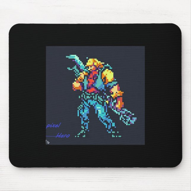 Tapis De Souris Héros (90's Retro Vidéo Jeu Pixel Style Art) (Devant)