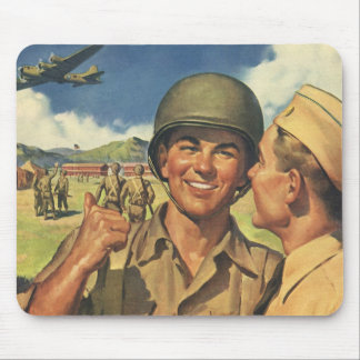Tapis De Souris Héros patriotiques vintage, hommes d'avion militai