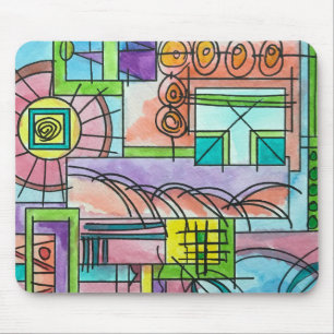 Tapis De Souris Heure de jeu - Art géométrique moderne fantaisiste