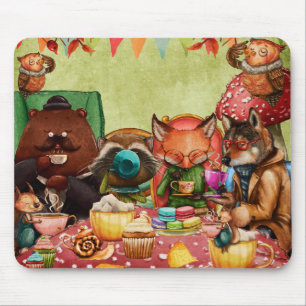 Tapis De Souris Heure du thé dans la forêt avec des amis de rég