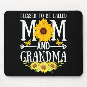 Tapis De Souris Heureuse d'être appelée maman et grand-mère floral