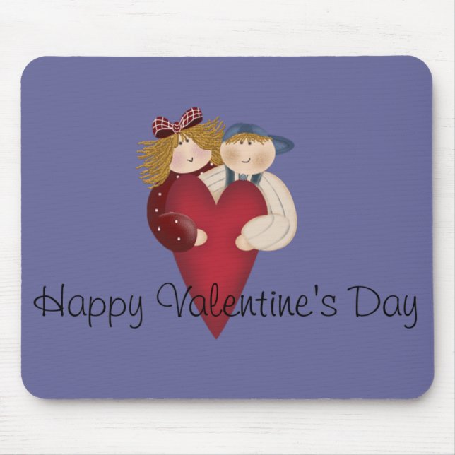 Tapis De Souris Heureuse Sainte-Valentin de couple de pays (Devant)