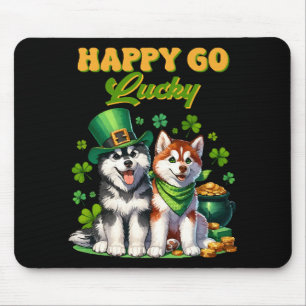 Tapis De Souris Heureux au Hasard Toutou Husky Mignon St. Patrick