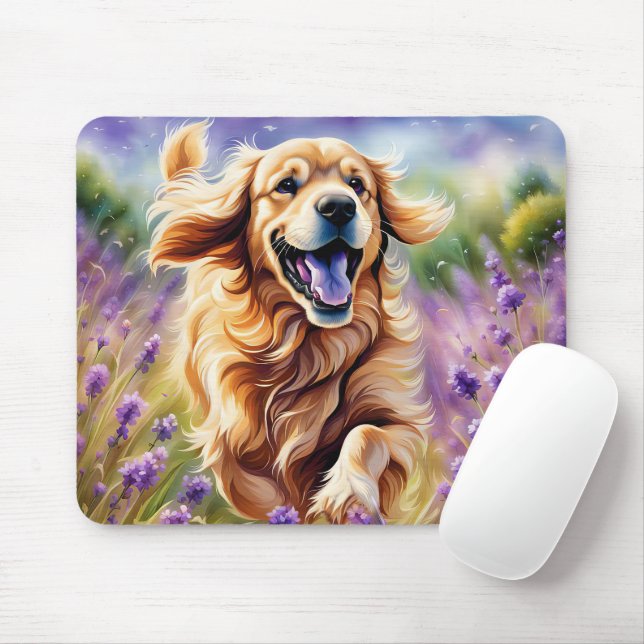 Tapis De Souris Heureux Golden Retriever  (Avec souris)