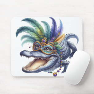 TAPIS DE SOURIS HEUREUX MARDI GRAS ALLIGATOR INSPIRÉ