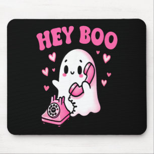 Tapis De Souris Hey Boo fantôme mignon au téléphone drôle Hallowee