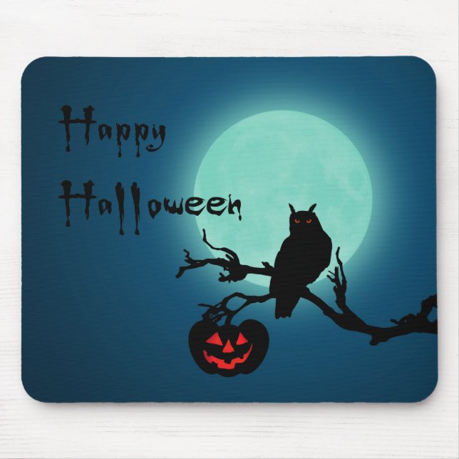 Tapis De Souris Hialloween Night Citrouille Owl (Devant)