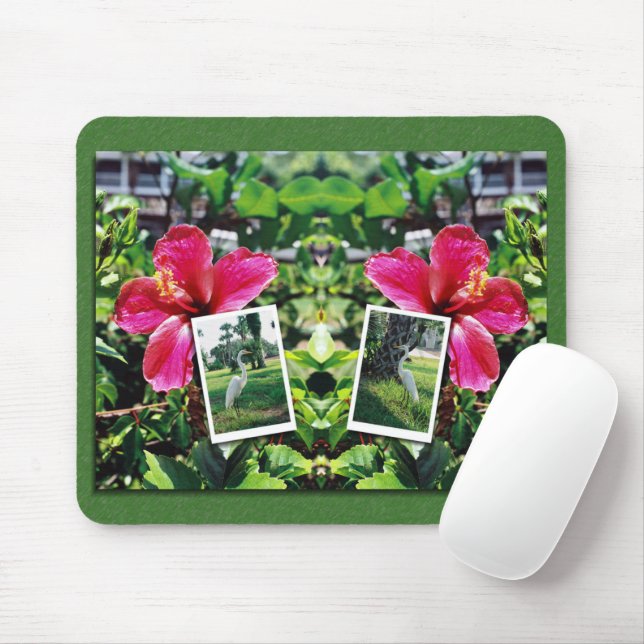 Tapis De Souris Hibiscus avec aigrettes (Avec souris)