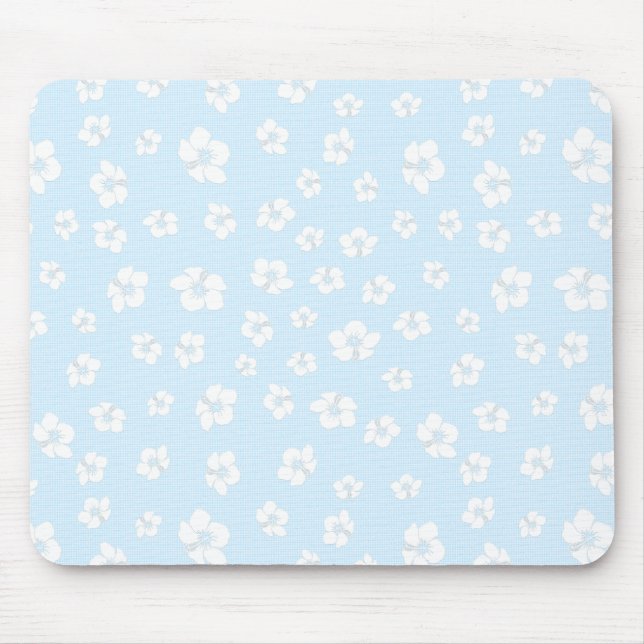 Tapis De Souris Hibiscus bleu clair Floral (Devant)