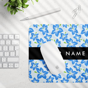 Tapis De Souris Hibiscus Bleu, Fleurs Bleues, Votre Nom
