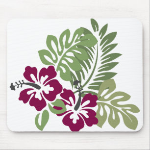 Tapis De Souris Hibiscus Bourgogne Décoration du feuillage Floral