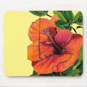 Tapis De Souris Hibiscus d'oranger tropical d'été