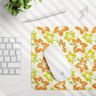 Tapis De Souris Hibiscus jaune, Hibiscus orange, Motif floral
