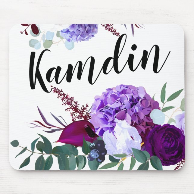 Tapis De Souris Hibiscus personnalisées Souris Lavande sur Whit (Devant)