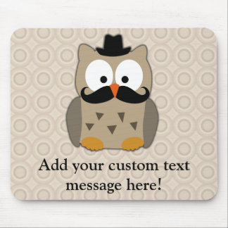 Tapis De Souris Hibou avec la moustache et le casquette