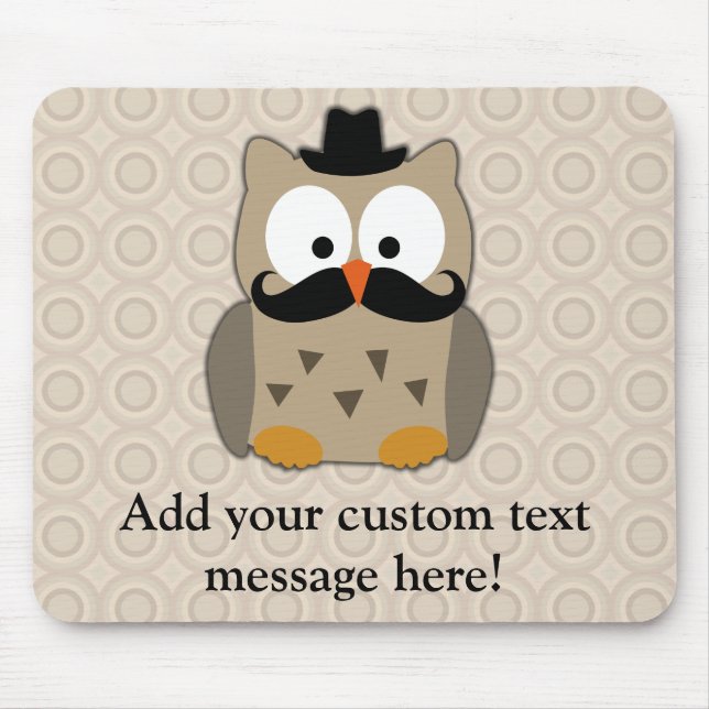 Tapis De Souris Hibou avec la moustache et le casquette (Devant)