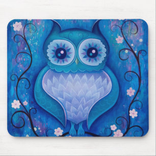 Tapis De Souris hibou bleu