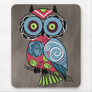 Tapis De Souris Hibou d'art populaire - magnifique !