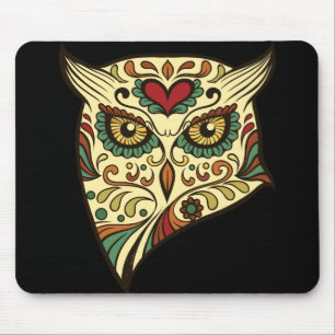 Tapis De Souris Hibou de crâne de sucre - conception de tatouage