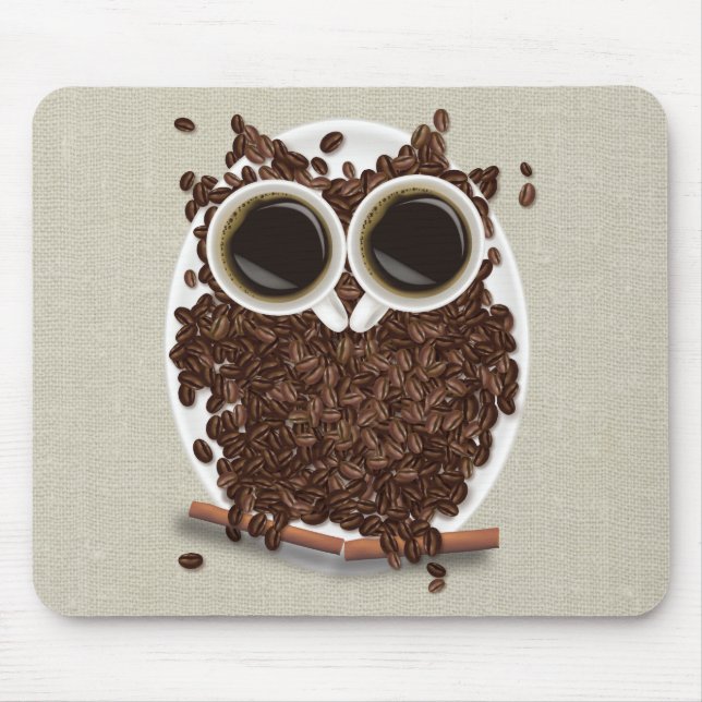 Tapis De Souris Hibou de grain de café (Devant)