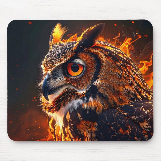 Tapis De Souris Hibou en feu (Devant)