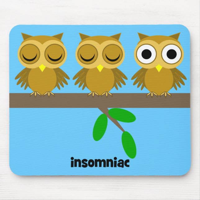 Tapis De Souris hibou insomniaque drôle (Devant)