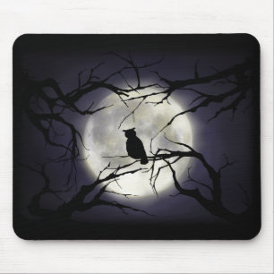Tapis De Souris Hibou magique de lune sur la branche Mousepad