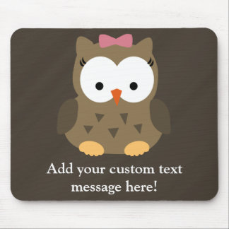Tapis De Souris Hibou mignon de bébé avec l'arc rose
