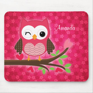 Tapis De Souris Hibou mignon de roses indien Girly