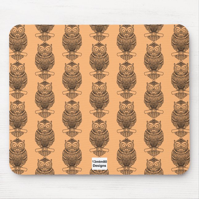 Tapis de souris - Hibou (motif orange) (Devant)