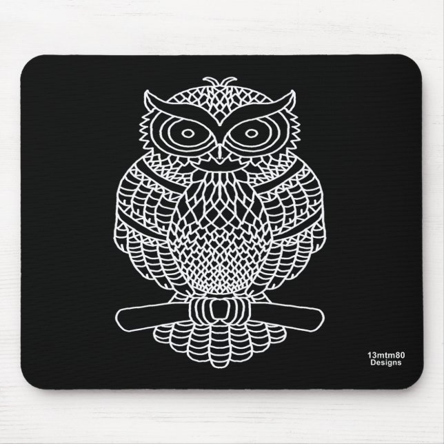 Tapis de souris hibou (noir uni) (Devant)