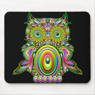 Tapis De Souris Hibou Popart psychédélique Mousepad