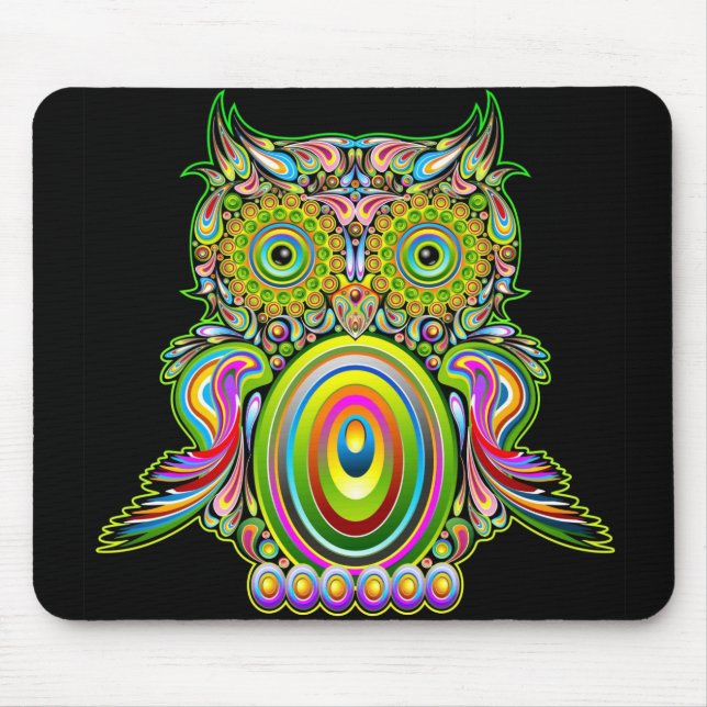 Tapis De Souris Hibou Popart psychédélique Mousepad (Devant)