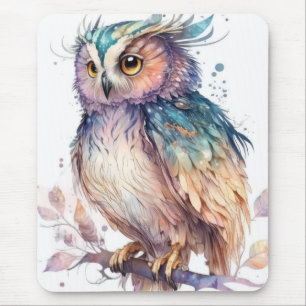 Tapis De Souris Hibou Portrait animal Peinture animalière Faune en