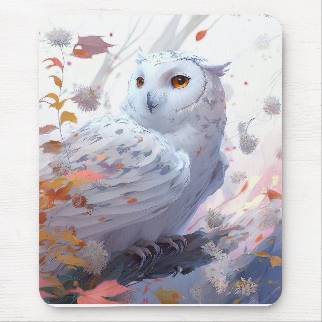 Tapis De Souris Hibou Portrait animal Peinture de la faune Forêt f (Devant)