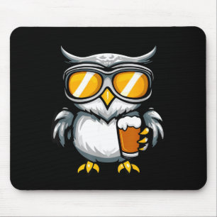 Tapis De Souris Hibou skieur avec bière _ comic après-ski