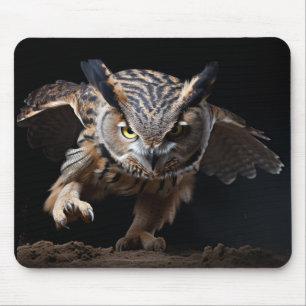 Tapis De Souris Hibou Wild Animal Portrait Nature Beauté