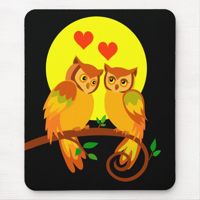Tapis De Souris Hiboux dans l'amour (Devant)