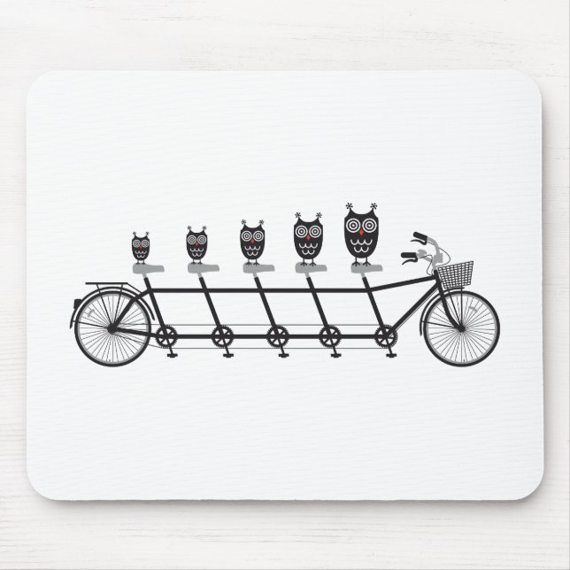 Tapis De Souris hiboux mignons sur la bicyclette tandem (Devant)
