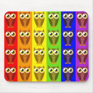 Tapis De Souris Hiboux Mousepad d'arc-en-ciel
