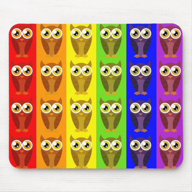 Tapis De Souris Hiboux Mousepad d'arc-en-ciel (Devant)