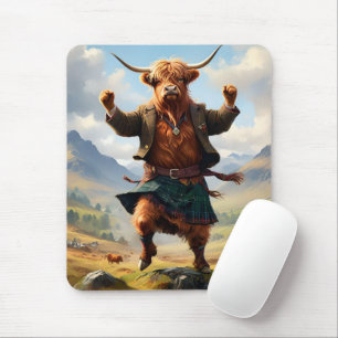 Tapis De Souris Highland Cow Dansant Le Highland Fling,