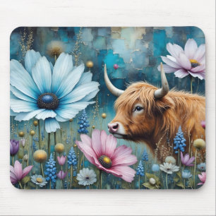 Tapis De Souris Highland Cow Floral Coloré Cosmos Tapestry II