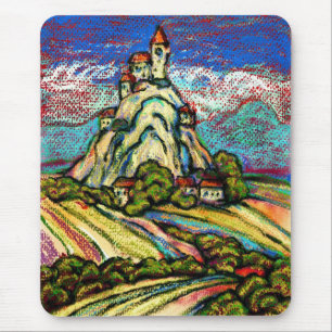 Tapis De Souris Hill Castle Fantasy Pastel Painting