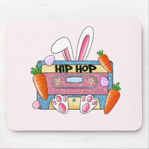 Tapis De Souris Hip-Hop Lapin de Pâques Mixtape - Cassette Rétro
