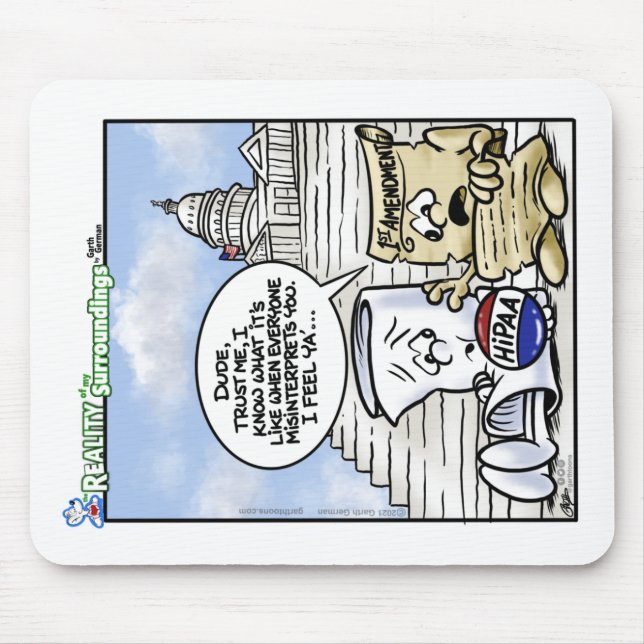 Tapis De Souris HIPAA 1er amendement Pad de souris mal compris (Devant)