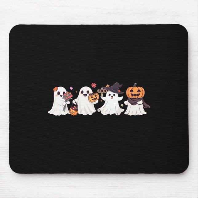 Tapis De Souris Hippie Halloween mignonne Ghost Boo Saison Éffraya (Devant)