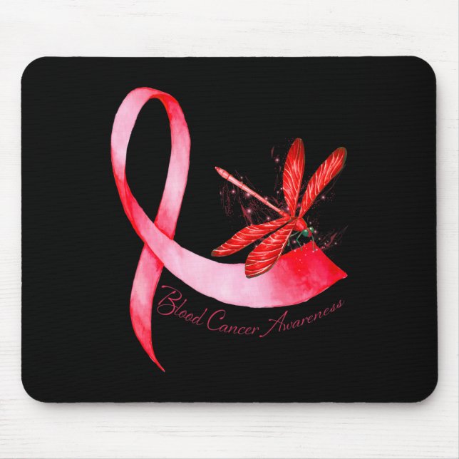 Tapis De Souris Hippie Libellule Ruban Rouge Sensibilisation au Ca (Devant)