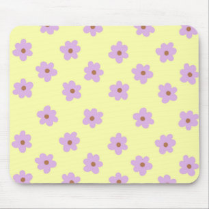 Tapis De Souris Hippie Retro Purple Jaune Fleur Y2K Motif
