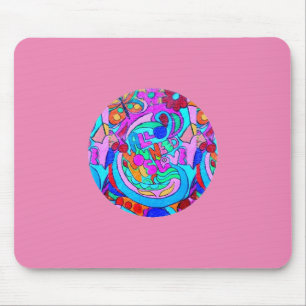 Tapis De Souris hippie super cercle d'amour rose